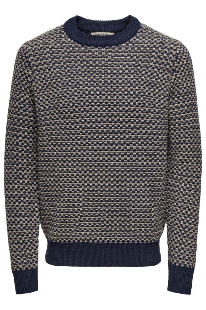 Only & Sons blauwe heren trui | Vooraanzicht