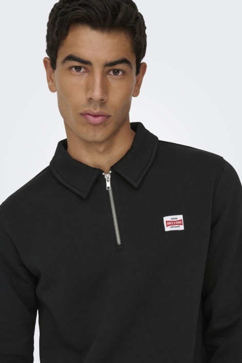 Only & Sons zwarte heren sweater | Close up