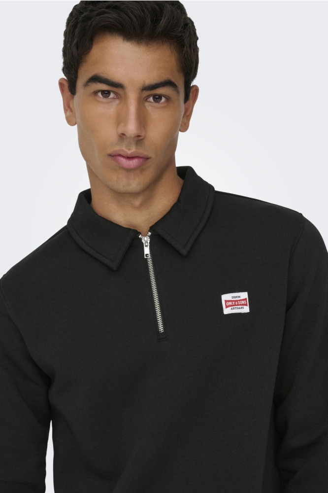 Only & Sons zwarte heren sweater | Close up