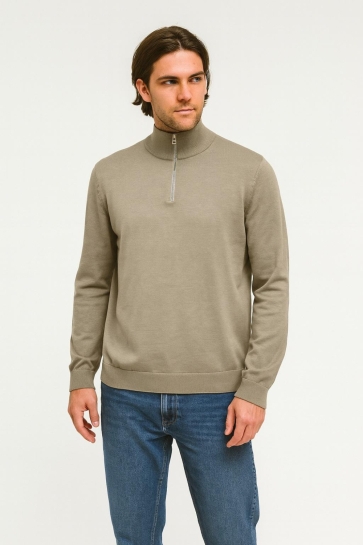 Only & Sons Trui ONSALEX REG 12 HALF ZIP KNIT 22022523 CHINCHILLA