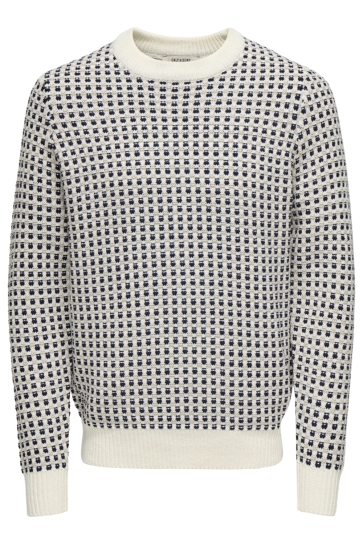 Only & Sons ONSMUSA REG 3 STRUC CREW KNIT 22027268 EGRET