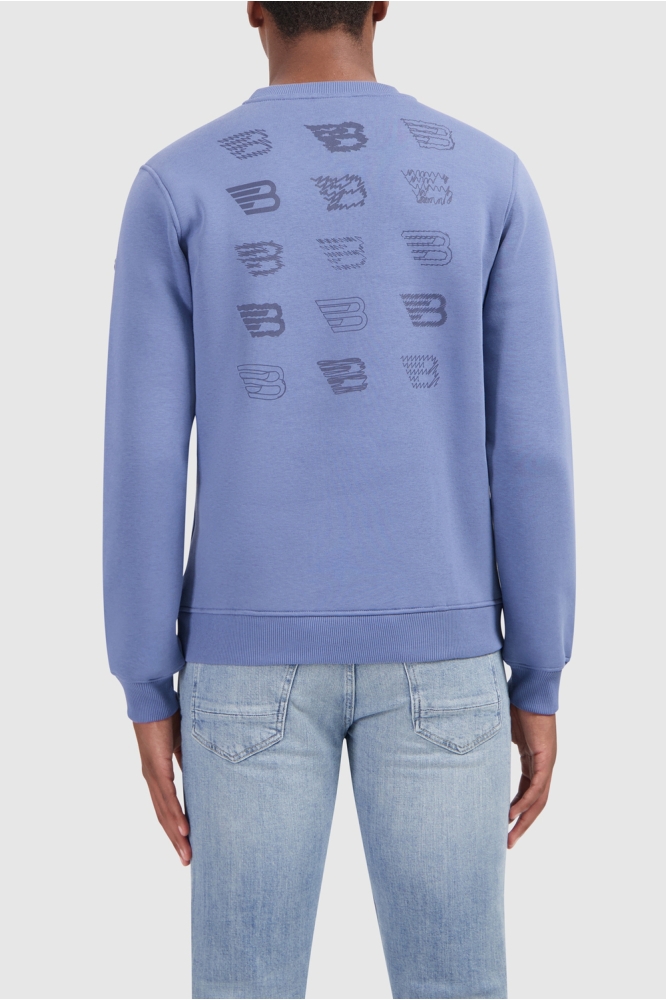 Ballin blauwe heren sweater | Model achteraanzicht