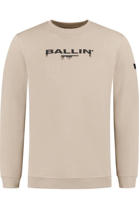 Ballin taupe heren sweater | Vooraanzicht