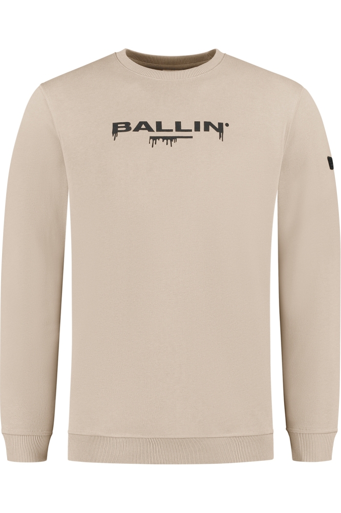 Ballin taupe heren sweater | Vooraanzicht