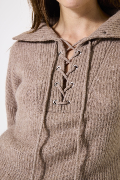 Garcia taupe dames trui | Close up