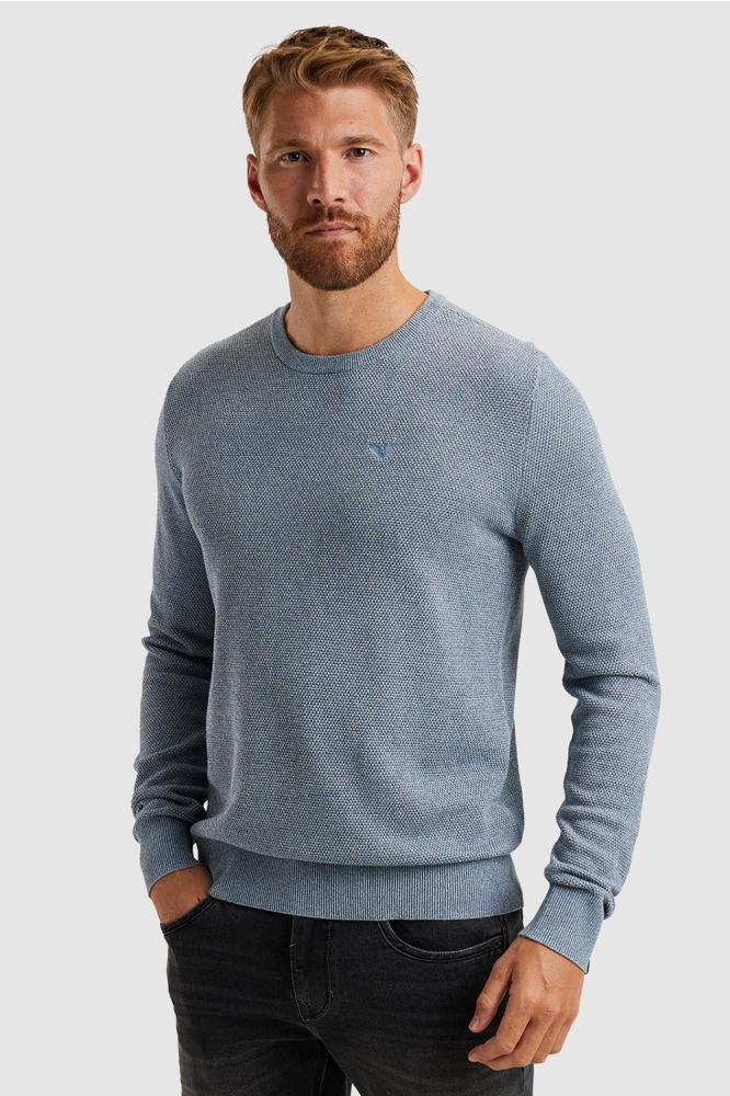 PME legend blauwe heren trui | Model vooraanzicht