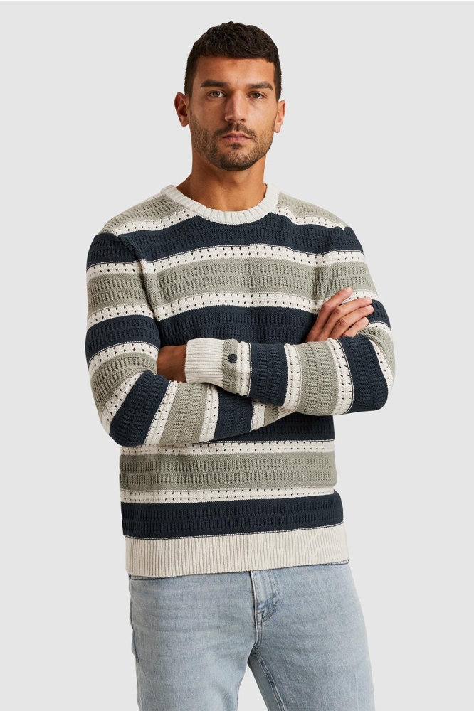 Cast Iron multi color heren trui | Model vooraanzicht