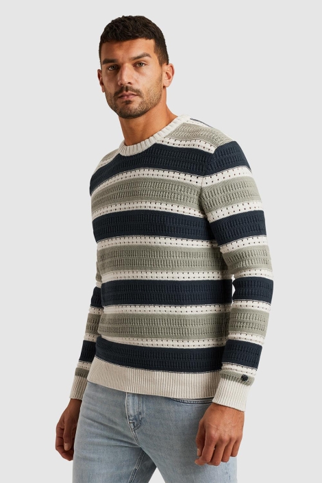 Cast Iron multi color heren trui | Model zijaanzicht