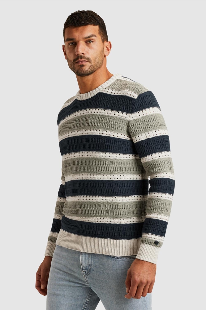 Cast Iron multi color heren trui | Model zijaanzicht