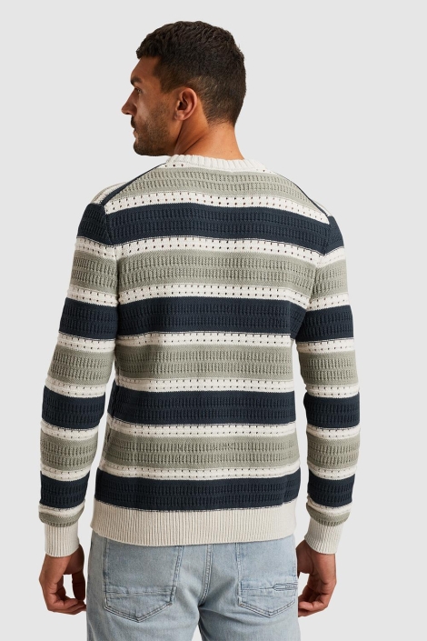 Cast Iron multi color heren trui | Model achteraanzicht