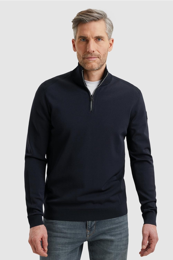 Vanguard blauwe heren trui | Model vooraanzicht