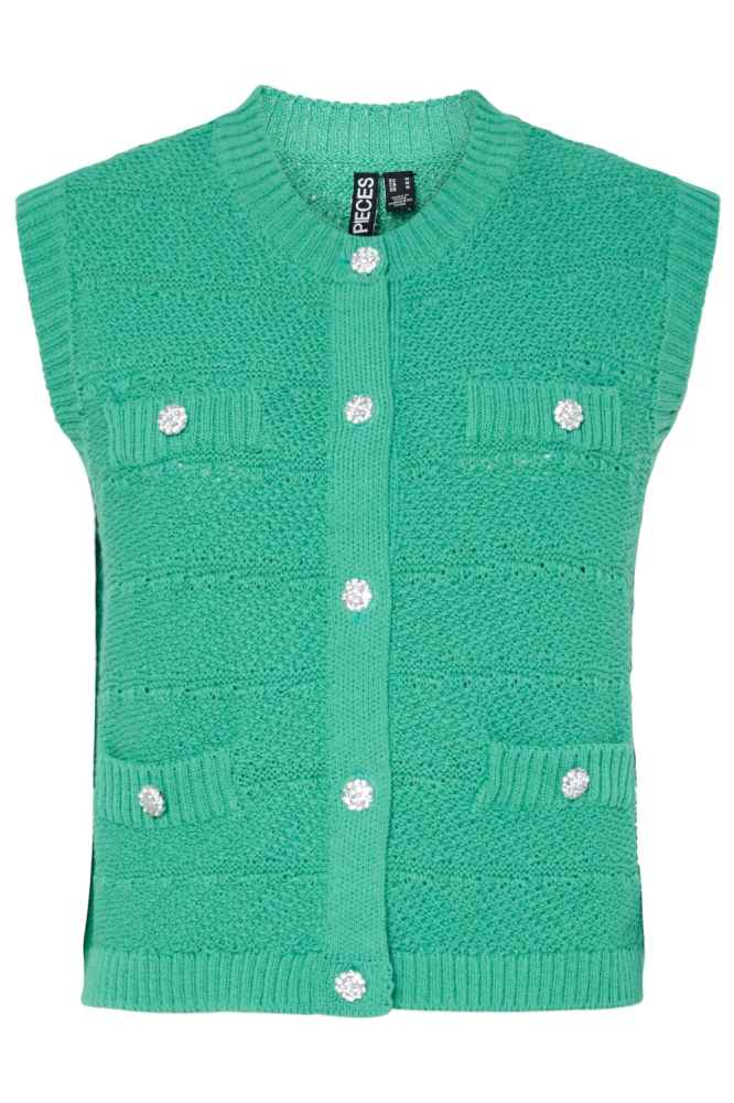 Pieces groene dames gilet | Vooraanzicht
