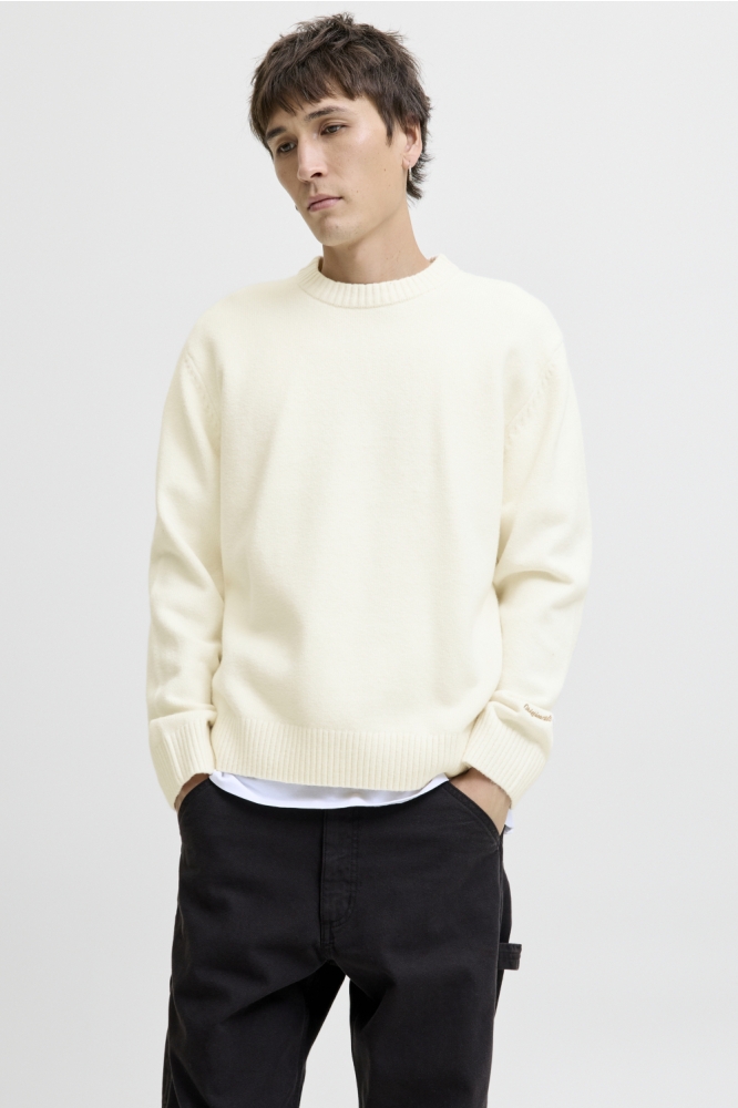 Jack & Jones beige heren trui | Model vooraanzicht