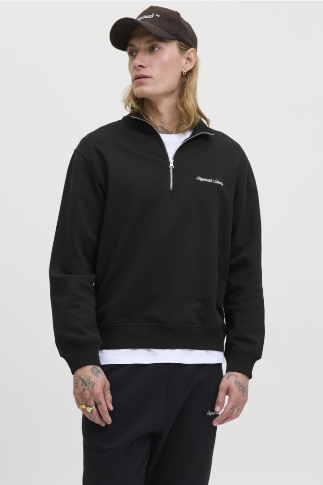 Jack & Jones zwarte heren sweater | Model vooraanzicht