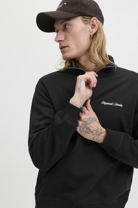 Jack & Jones zwarte heren sweater | Close up
