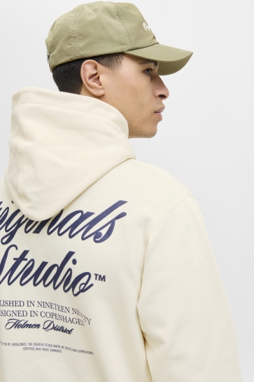 Jack & Jones jornorrebro typo back sweat hood sn Beige