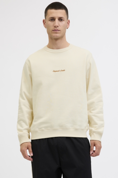 Jack & Jones beige heren sweater | Model vooraanzicht