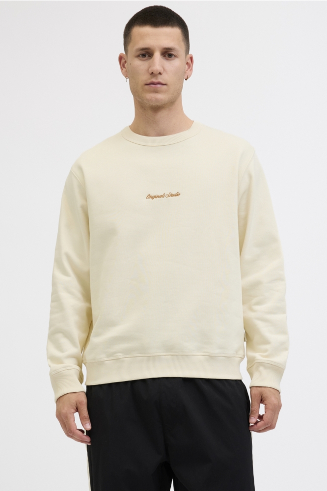 Jack & Jones beige heren sweater | Model vooraanzicht