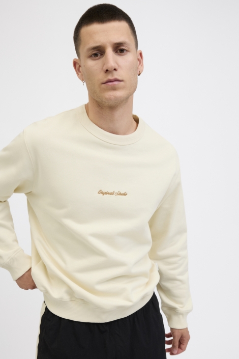 Jack & Jones beige heren sweater | Model vooraanzicht