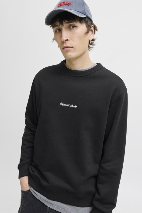 Jack & Jones zwarte heren sweater | Model vooraanzicht