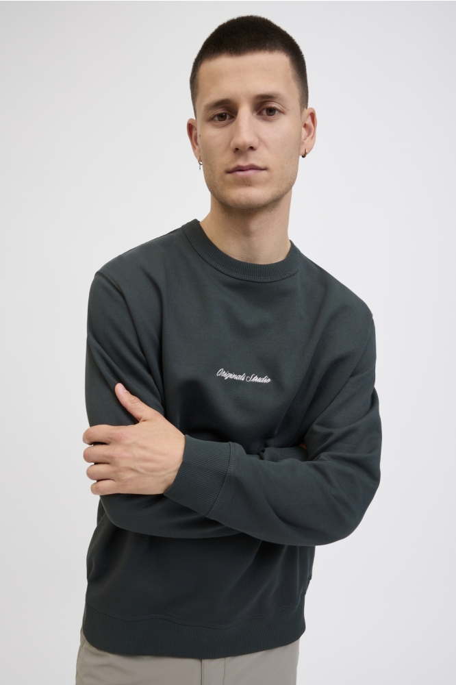 Jack & Jones groene heren sweater | Model vooraanzicht