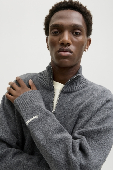 Jack & Jones Trui JORNORREBRO KNIT HALF ZIP SN 12282749 Dark Grey Melange