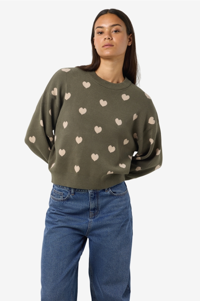 Noisy may groene dames trui | Model vooraanzicht