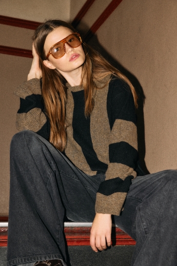 Noisy may Trui NMAGATHA L/S WIDE SLEEVE KNIT FWD D 27034700 MOREL/BLACK