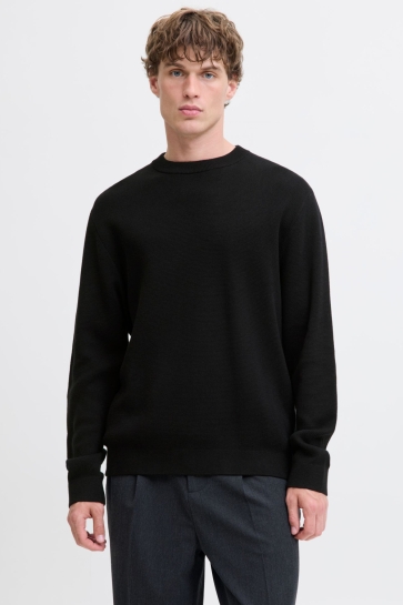 Jack & Jones jprblamilano stitch knit crew neck Zwart