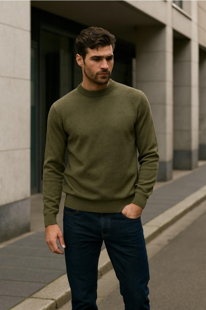 Jack & Jones groene heren trui | Sfeerbeeld, In situatie