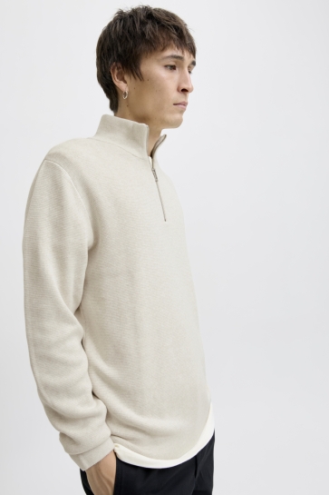 Jack & Jones jprblamilano stitch knit half zip s Beige