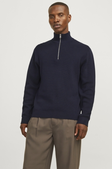 Jack & Jones jprblamilano stitch knit half zip s Blauw