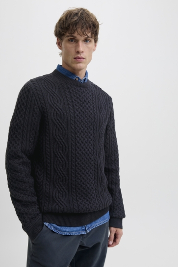 Jack & Jones Trui JPRBLUSEAN KNIT CABLE CREW NECK SN 12283486 DARK NAVY