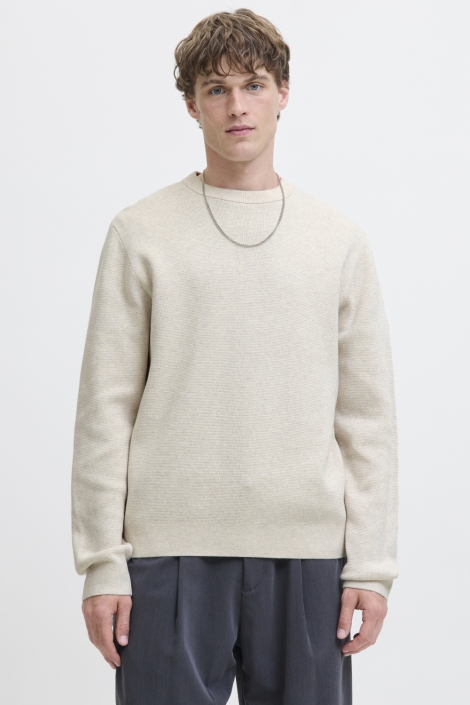 Jack & Jones beige heren trui | Model vooraanzicht