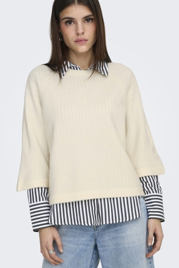 Only ONLSIMONI 3/4 PULLOVER KNT NOOS 15333199 BIRCH/MELANGE