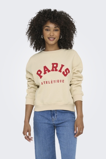 Only Trui ONLSWEAT LIFE L/S CREW O SIZE STATE 15254183 BIRCH/PARIS ATHL