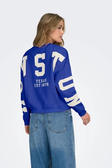 Only onlsweat l/s back/sleeve print swt Blauw