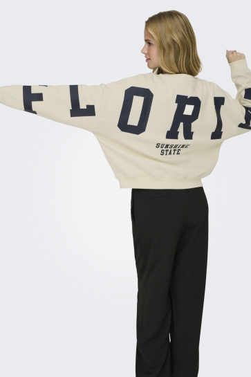Only onlsweat l/s back/sleeve print swt Beige