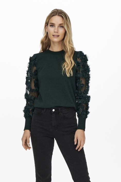Jacqueline de Yong groene dames sweater | Model vooraanzicht