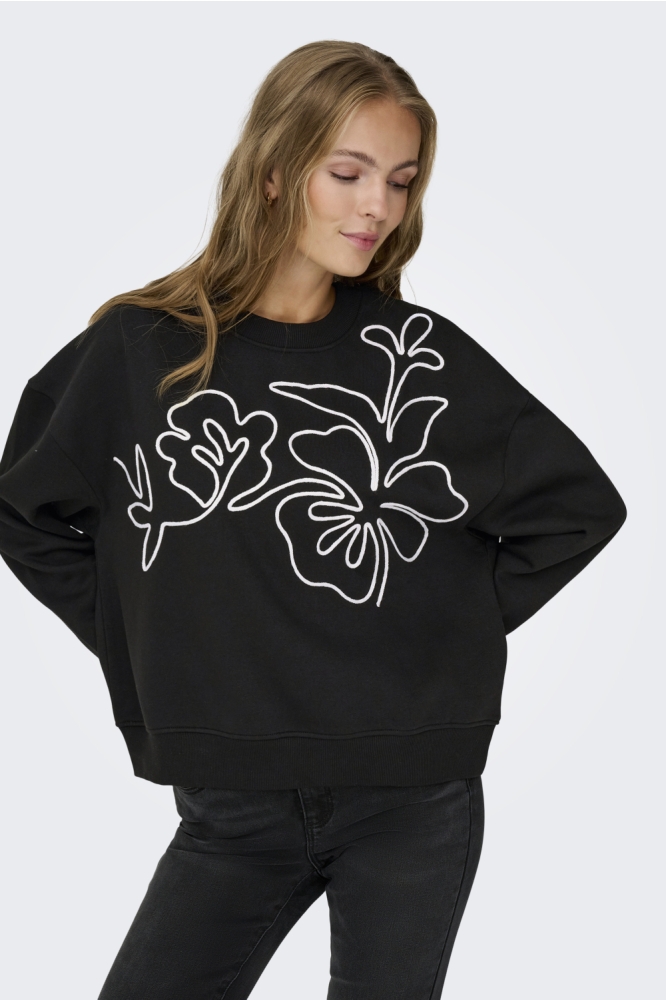 Jacqueline de Yong zwarte dames sweater | Model vooraanzicht