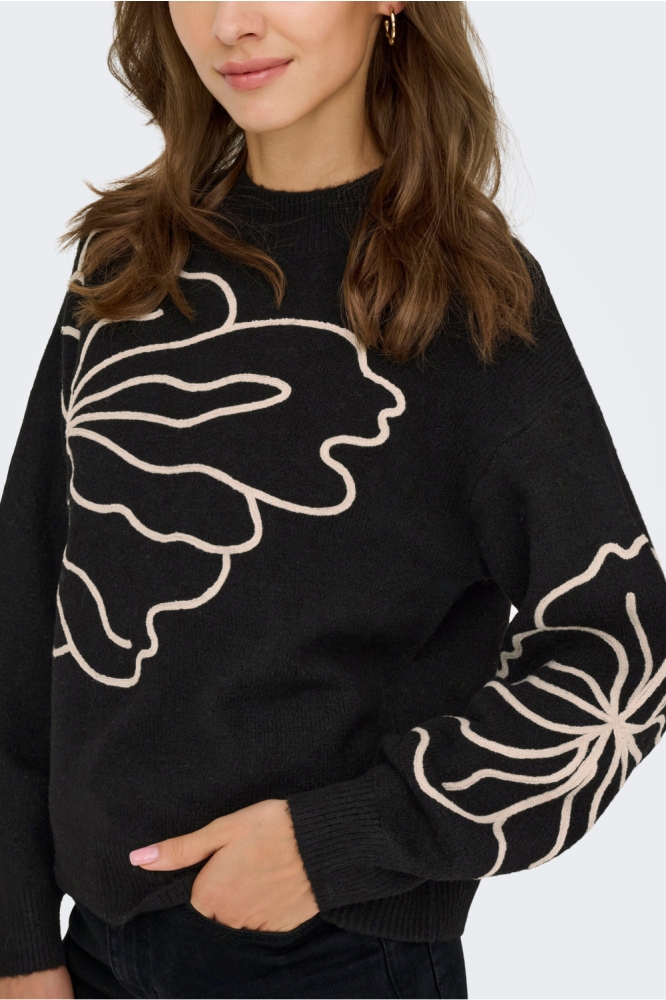 Jacqueline de Yong zwarte dames trui | Close up