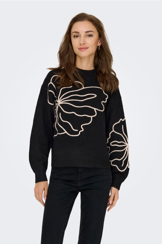 Jacqueline de Yong zwarte dames trui | Model vooraanzicht