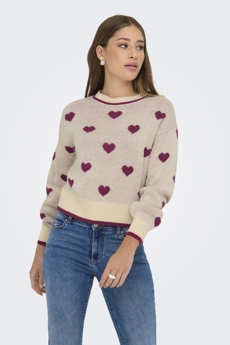 Jacqueline de Yong beige dames trui | Model vooraanzicht