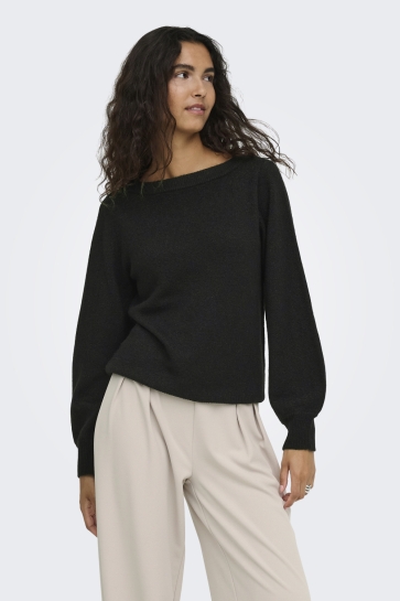 Jacqueline de Yong jdyrue glitter l/s boat pullove knt Zwart