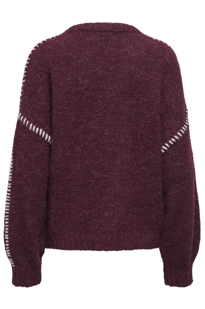 Jacqueline de Yong bordeaux dames trui | Achteraanzicht