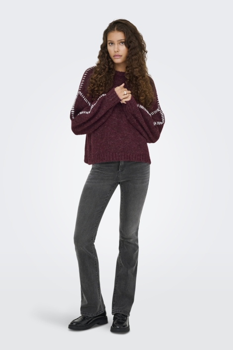 Jacqueline de Yong bordeaux dames trui | Model