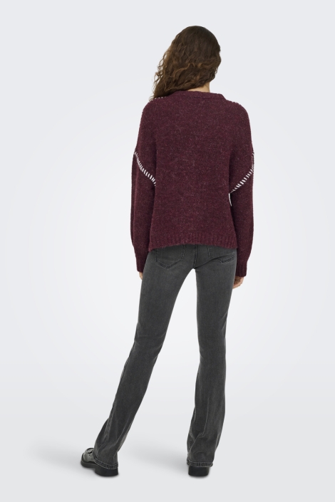 Jacqueline de Yong bordeaux dames trui | Model