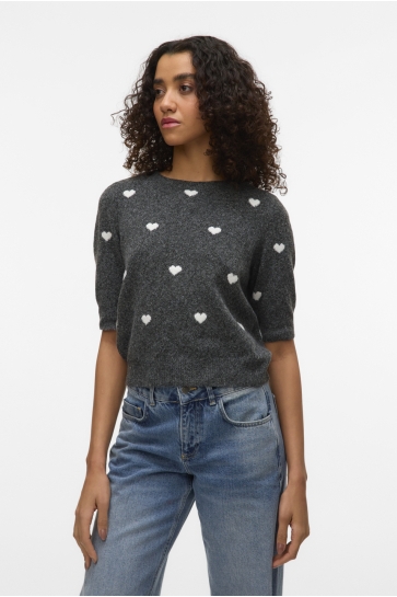 Vero Moda vmdoffy intarsia 2/4 o-nk pullov ga Grijs