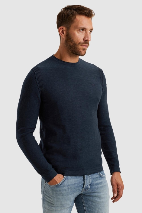 PME legend blauwe heren trui | Model zijaanzicht