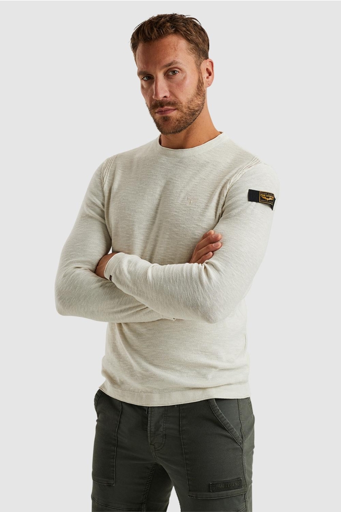 PME legend beige heren trui | Model zijaanzicht